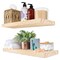 Sorbus Wood Floating Shelves for Wall - 16” Solid Wood Wall Shelves for Bathroom Decor, Books, Bedroom & Living Room - Set of 2 Black Wall Mounted Kitchen Shelves - Durable 100% Premium Solid Pine